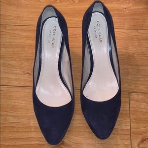 Cole Haan Navy Suede block heel